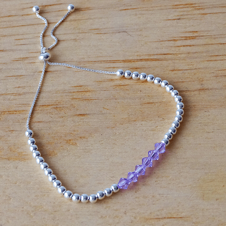 Pulsera Ajustable de Plata 925 con Cristales Swarovski 10