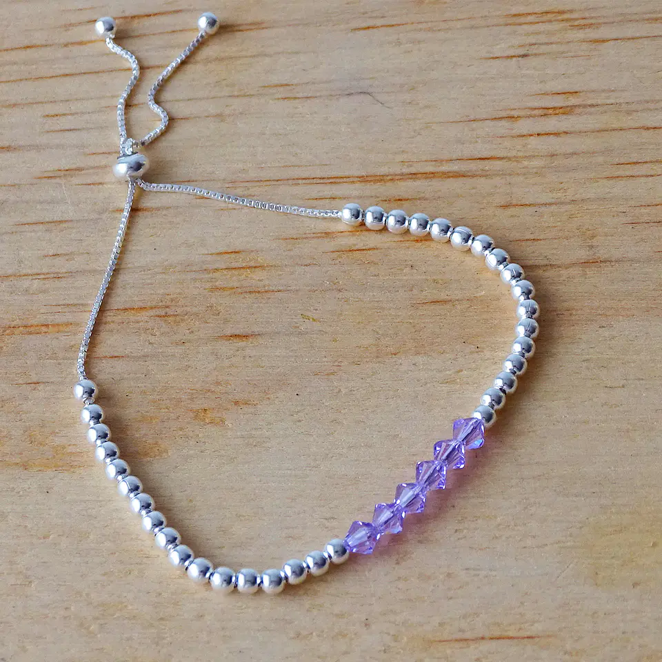 Pulsera Ajustable de Plata 925 con Cristales Swarovski 10
