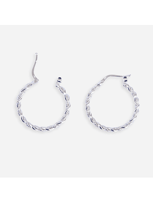 Aros De Plata 925 Argollas Enroscada 2.5 cm