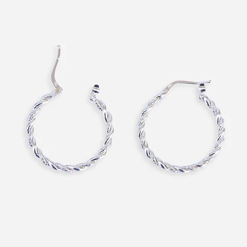 Aros De Plata 925 Argollas Enroscada 2.5 cm