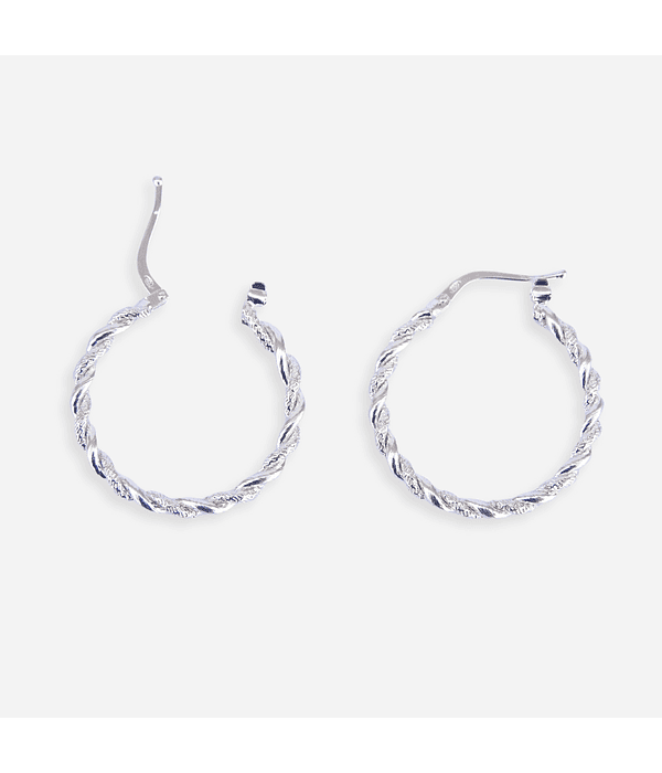 Aros De Plata 925 Argollas Enroscada 2.5 cm