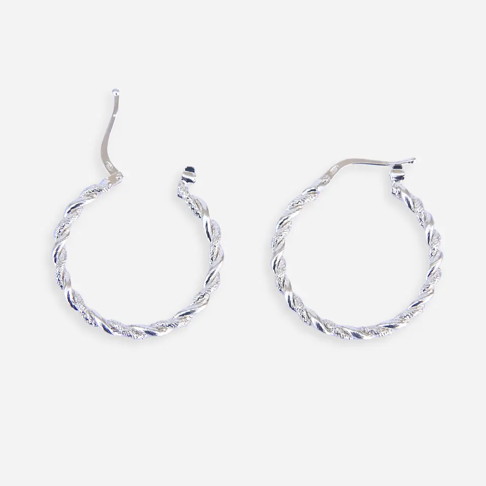 Argollas Enroscadas Plata 925 · Diseño Trenzado 2.5 cm 2