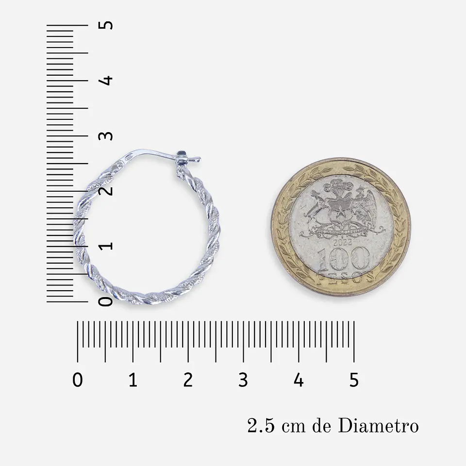 Argollas Enroscadas Plata 925 · Diseño Trenzado 2.5 cm 3