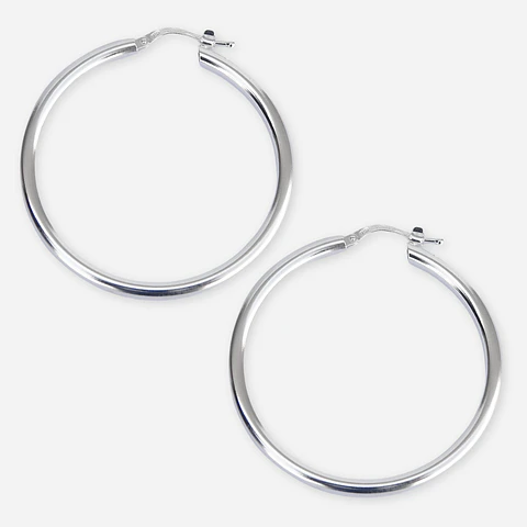 Aros De Plata 925 Argollas Gruesa 40mm 
