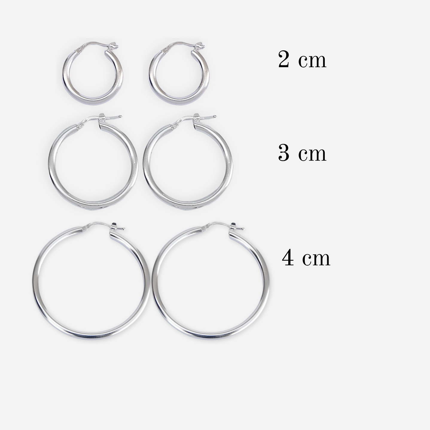 Aros De Plata 925  Sets de Argollas Gruesa 2cm,3cm y 4cm 1