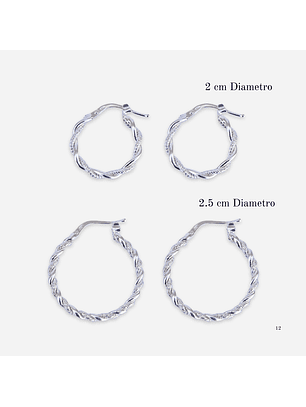 Aros De Plata 925 Sets Argollas Enroscadas
