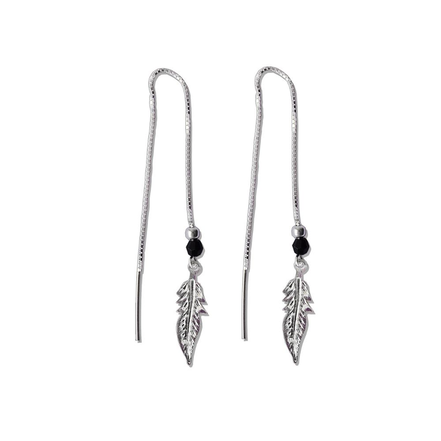 Aros De Plata 925 Plumas con Cristales Violeta/ Azul/ Rosa/ Negro 7