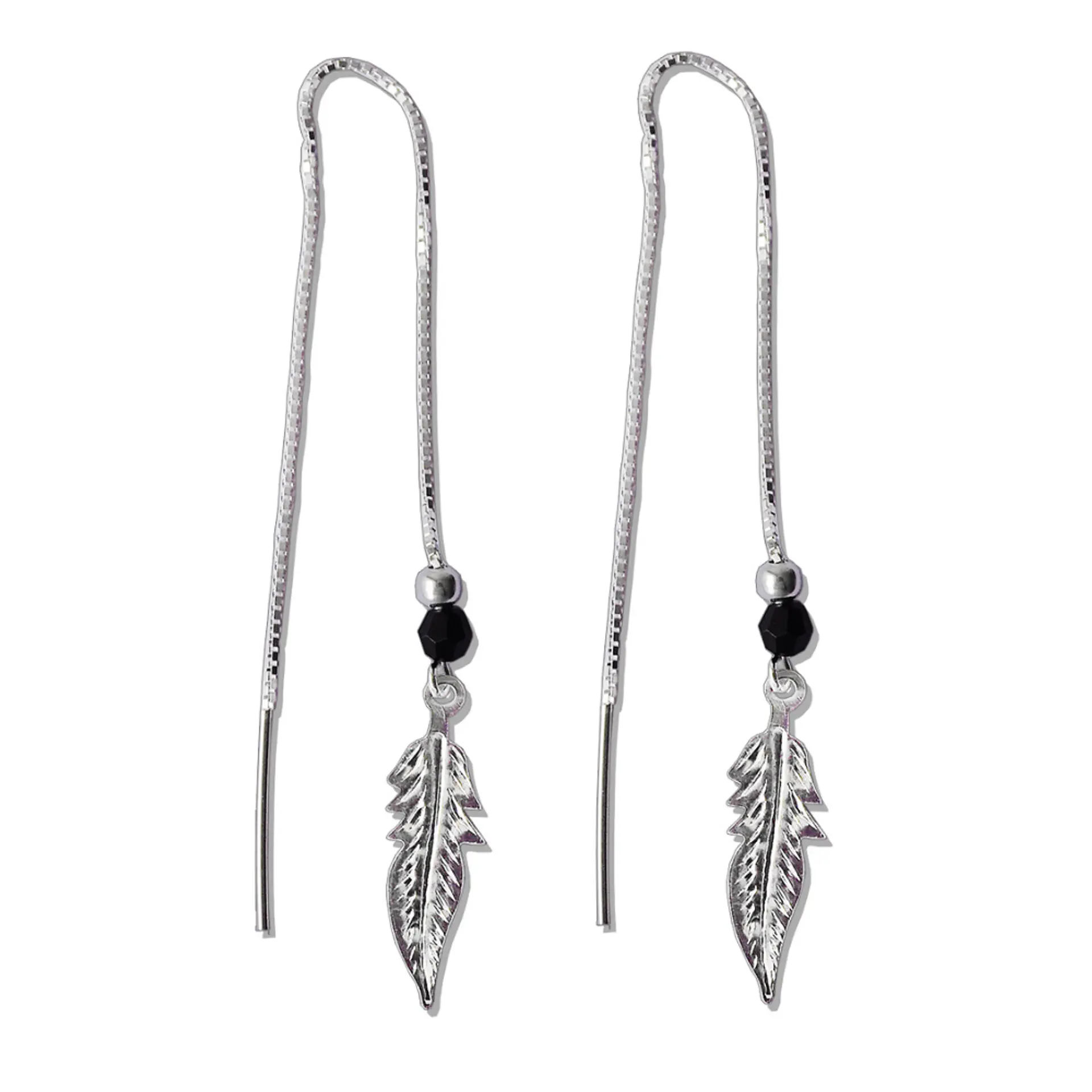 Aros De Plata 925 Plumas con Cristales Violeta/ Azul/ Rosa/ Negro 8