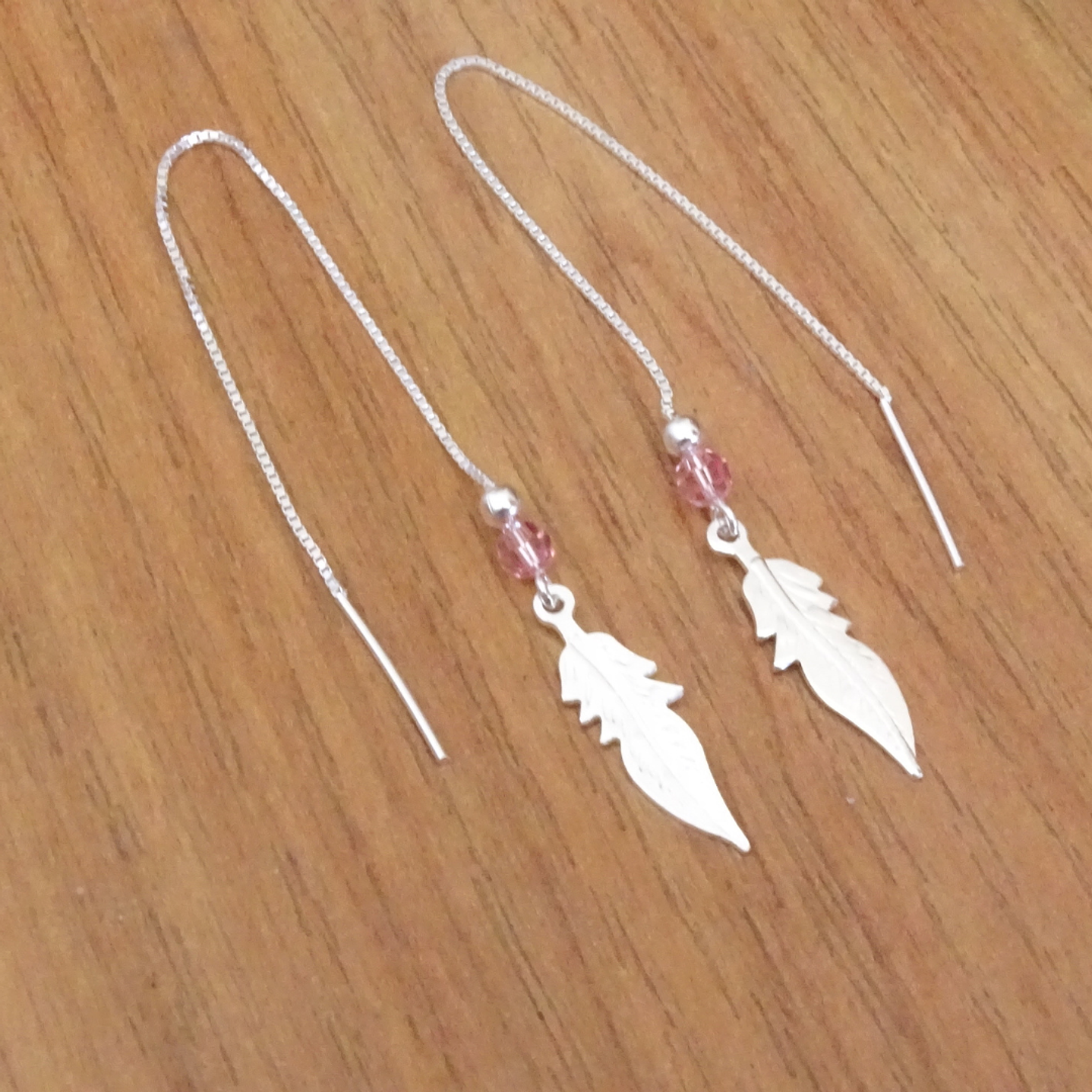 Aros De Plata 925 Plumas con Cristales Violeta/ Azul/ Rosa/ Negro 12