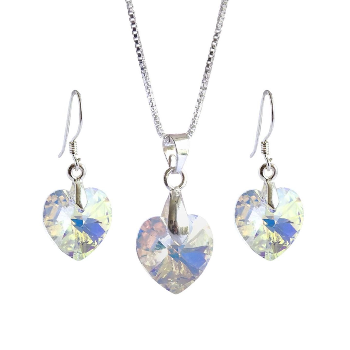 Conjunto De Plata 925 Corazones de Cristales  3