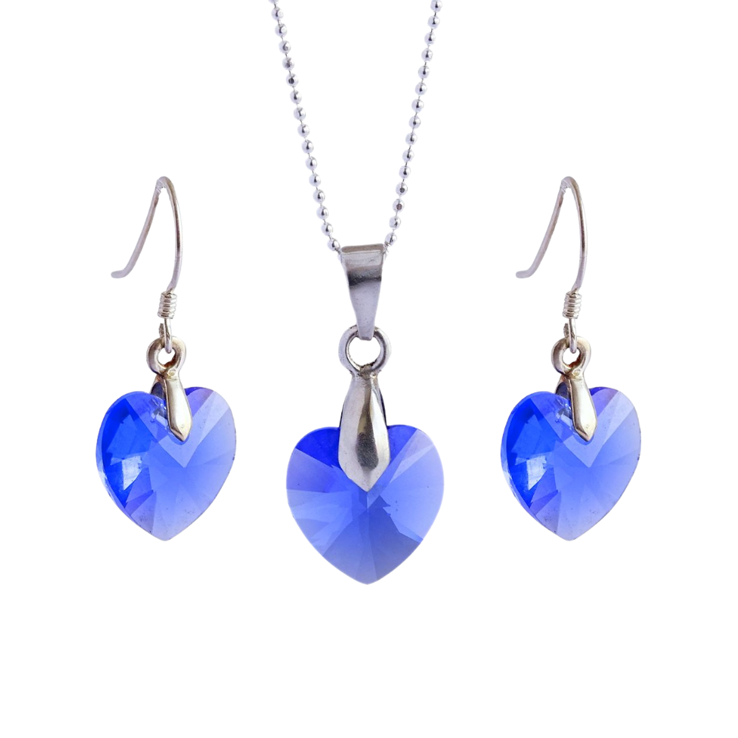 Conjunto De Plata 925 Corazones de Cristales  4