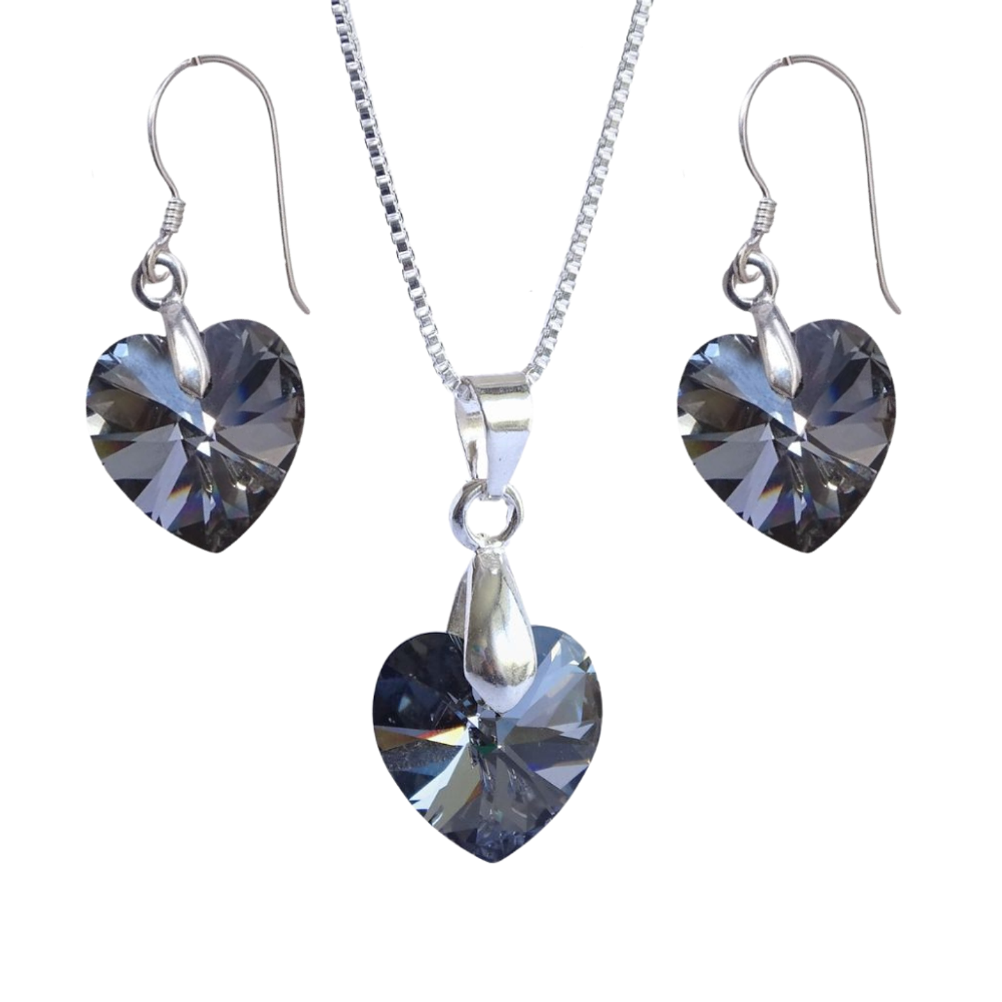 Conjunto De Plata 925 Corazones de Cristales  5