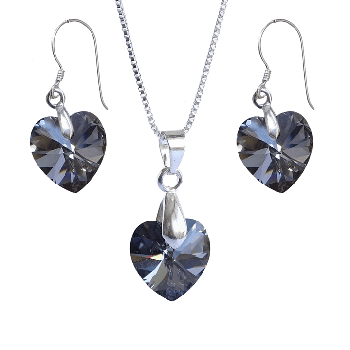 Conjunto De Plata 925 Corazones de Cristales  5