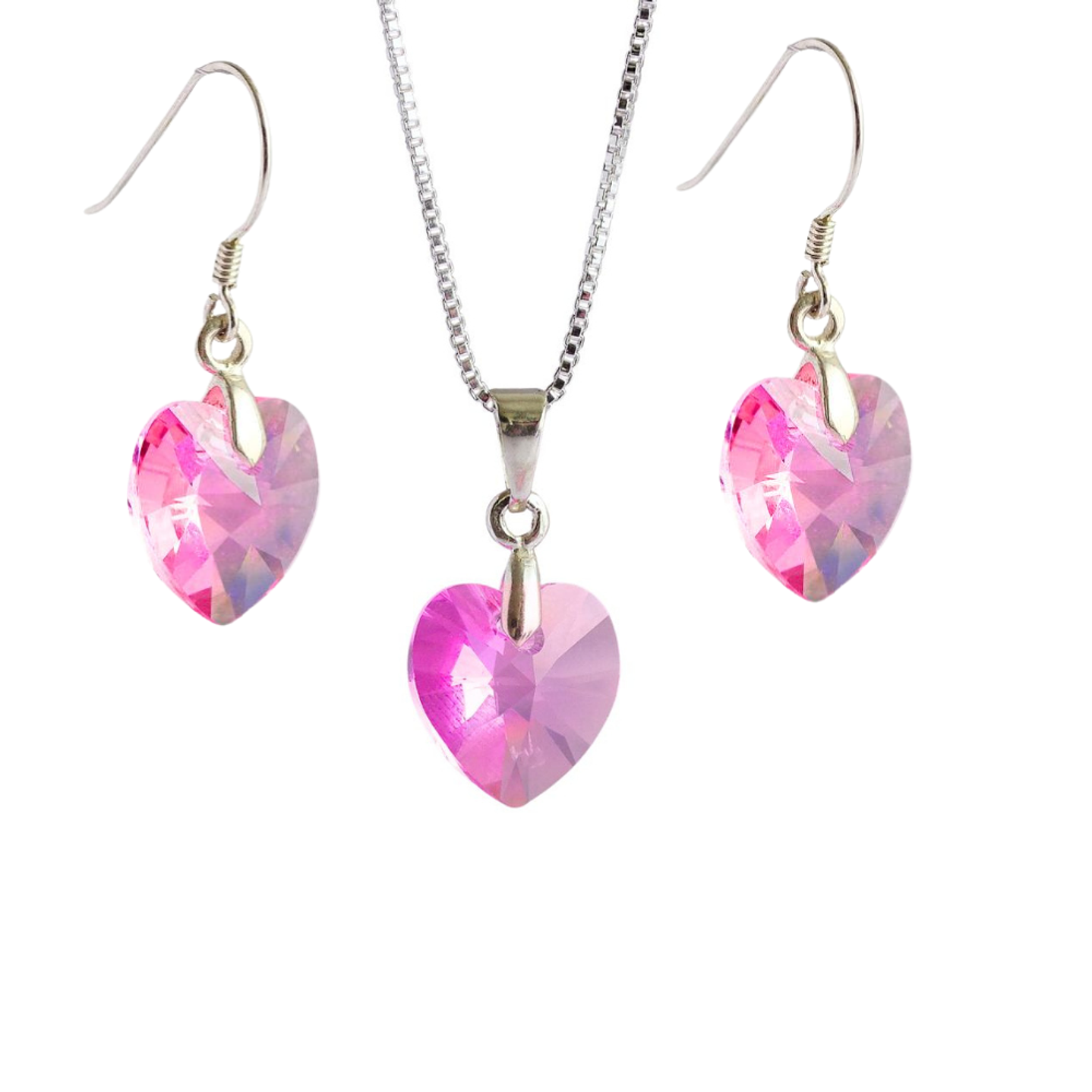 Conjunto De Plata 925 Corazones de Cristales  6