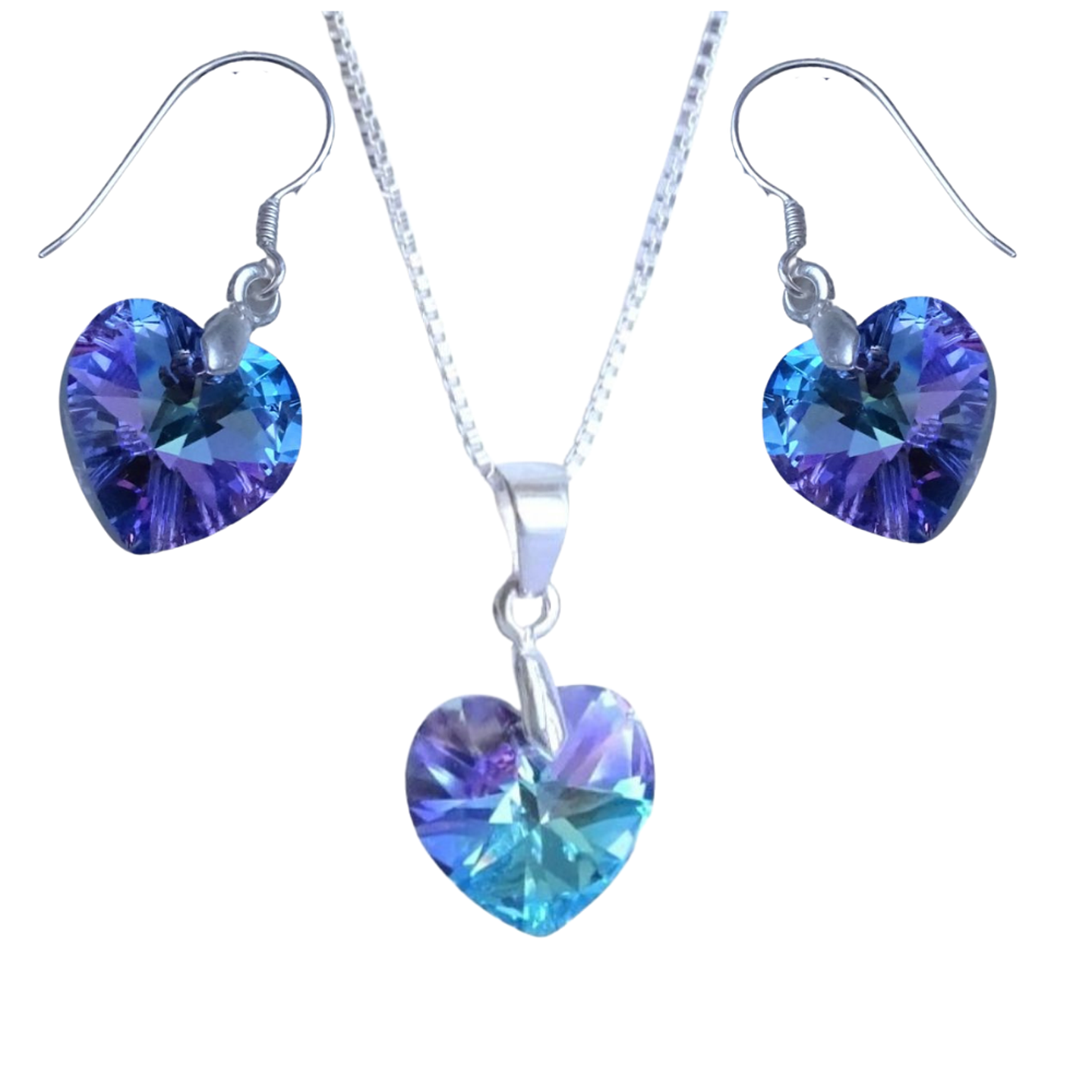 Conjunto De Plata 925 Corazones de Cristales  7