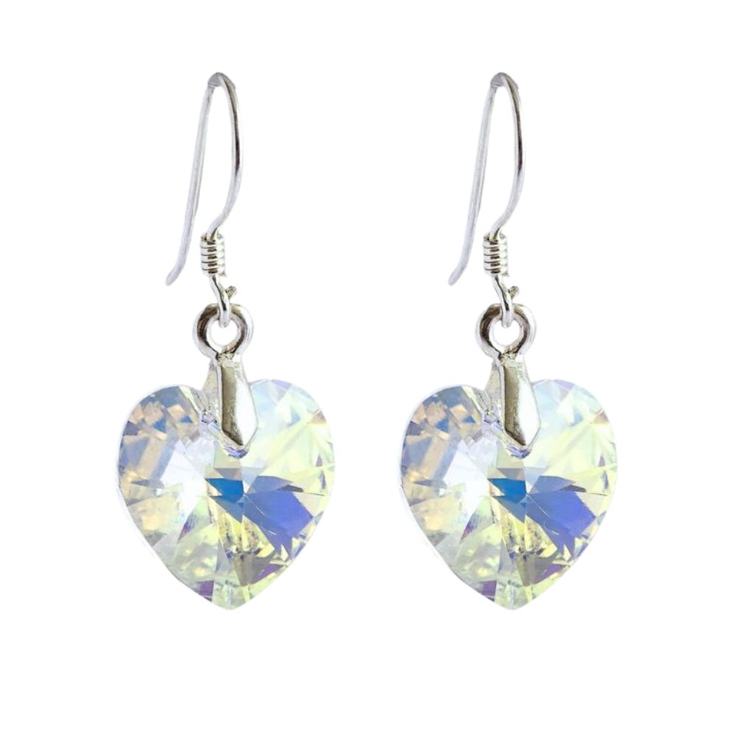 Aros De Plata 925 de Corazón Cristal Violeta/Rosa/Azul/Negro/ Aurora Boreal 8