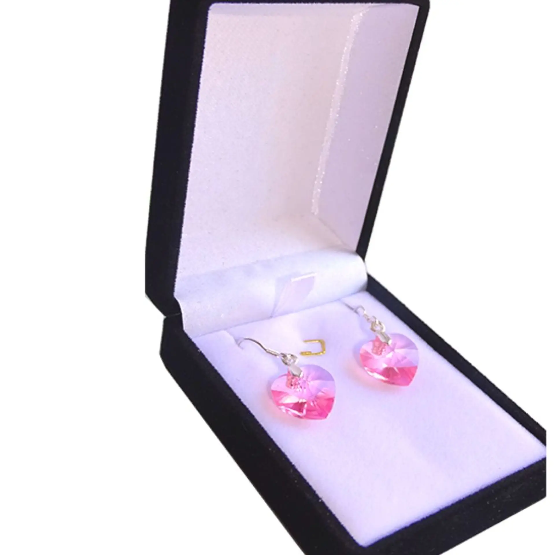 Aros De Plata 925 de Corazón Cristal Violeta/Rosa/Azul/Negro/ Aurora Boreal 16