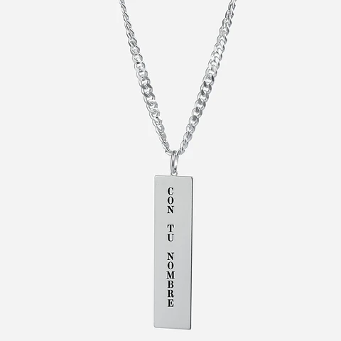 Cadena de Plata 925 & Colgante Barra Personalizado