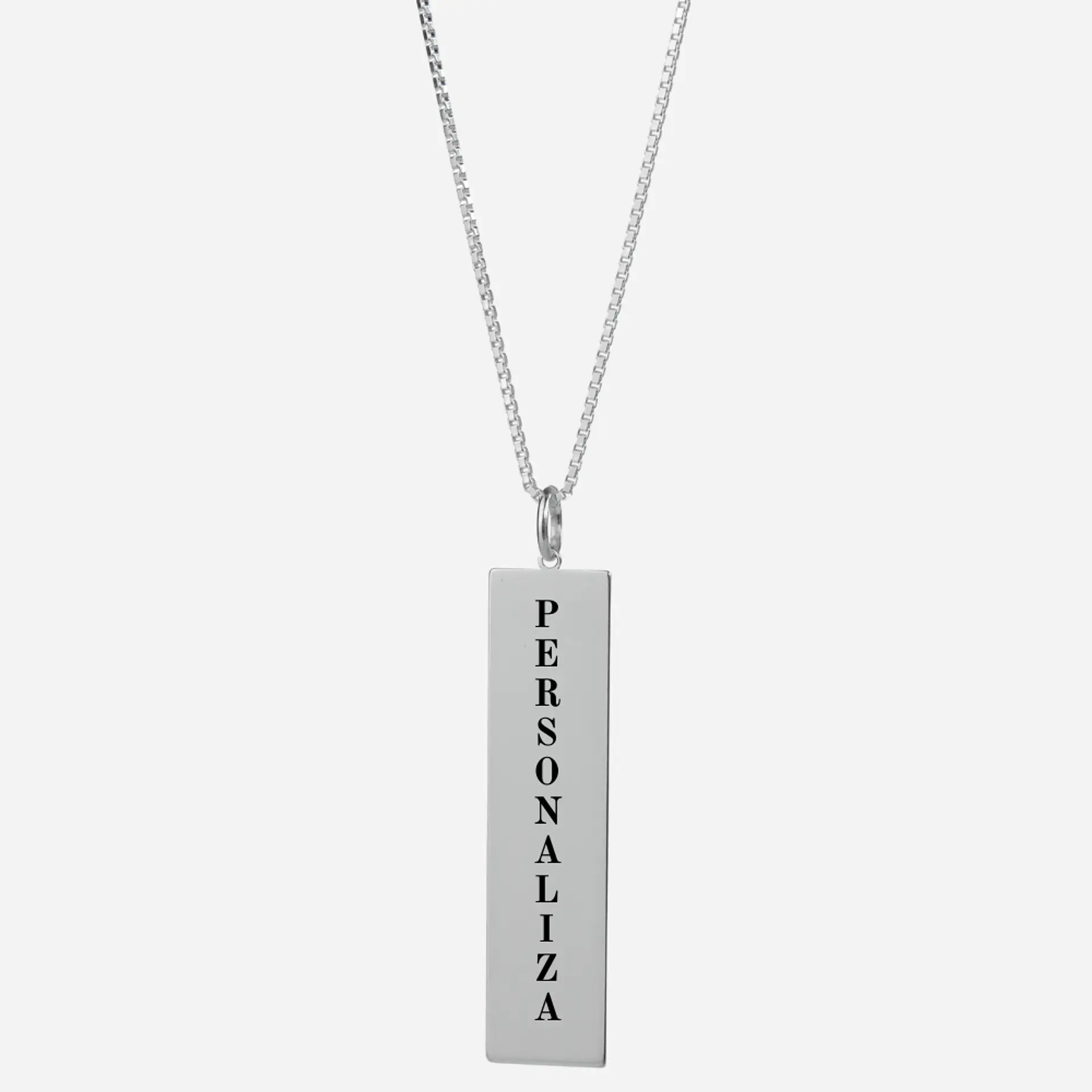 Cadena con Colgante Barra Personalizable — Plata 925 3