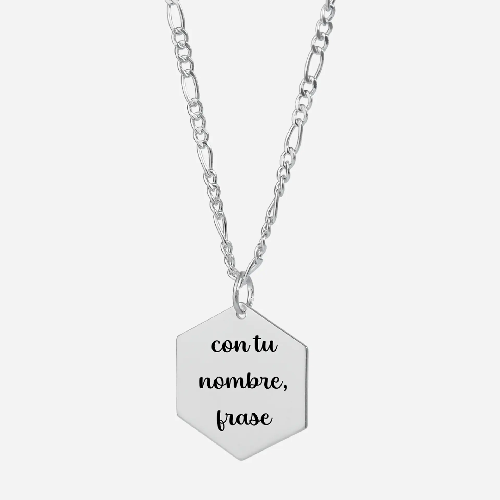 Cadena de Plata 925 & Colgante Hexagonal Personalizado 6