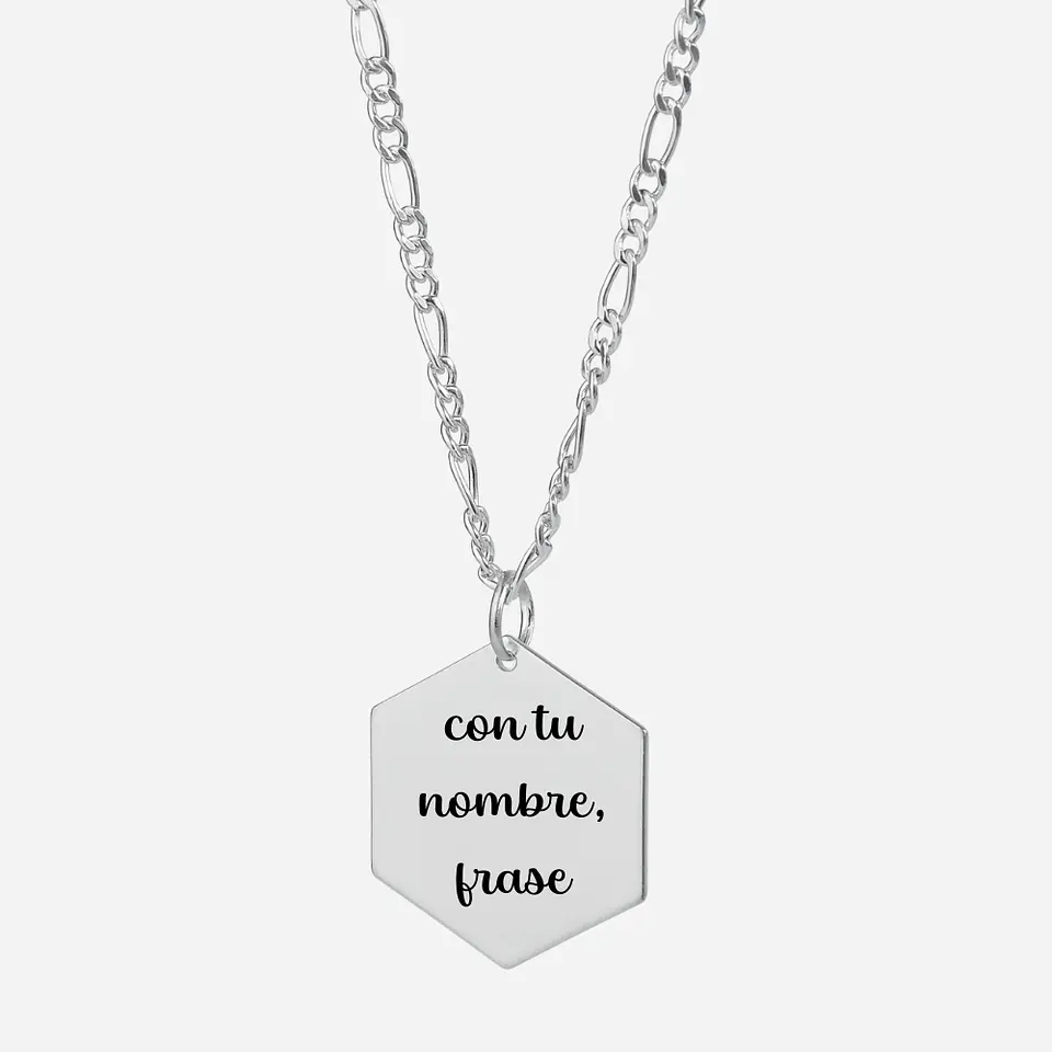 Cadena de Plata 925 & Colgante Hexagonal Personalizado 6