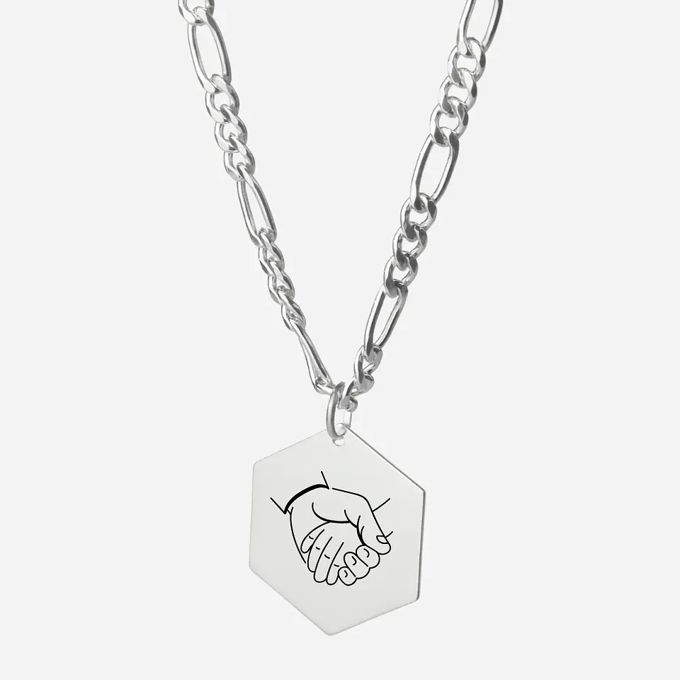 Cadena de Plata 925 & Colgante Hexagonal Personalizado 7