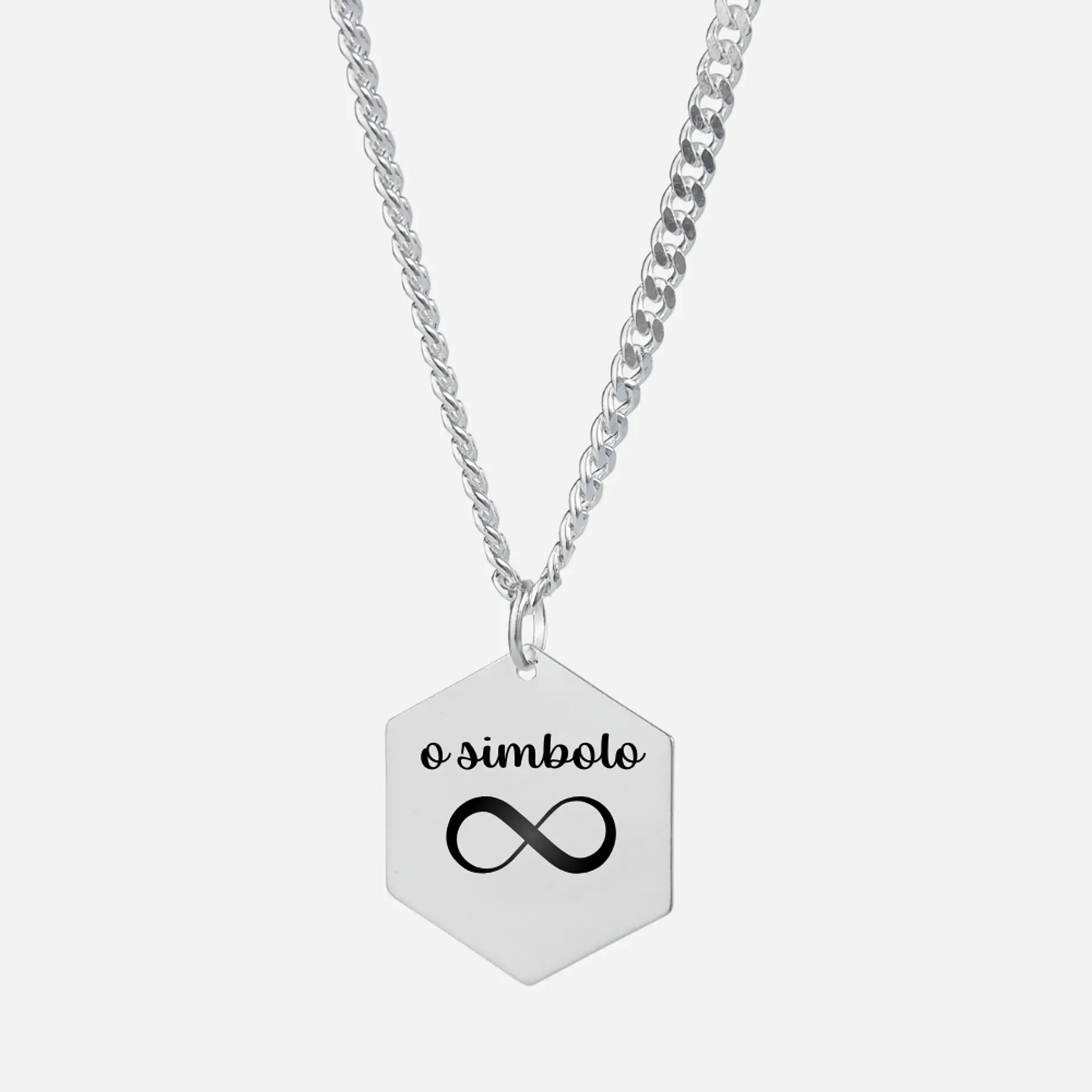 Cadena de Plata 925 & Colgante Hexagonal Personalizado 8