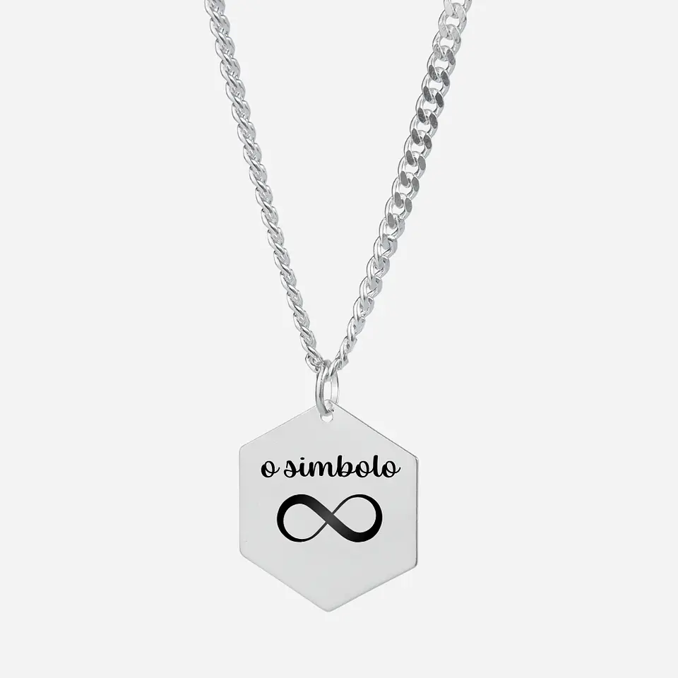 Cadena de Plata 925 & Colgante Hexagonal Personalizado 8