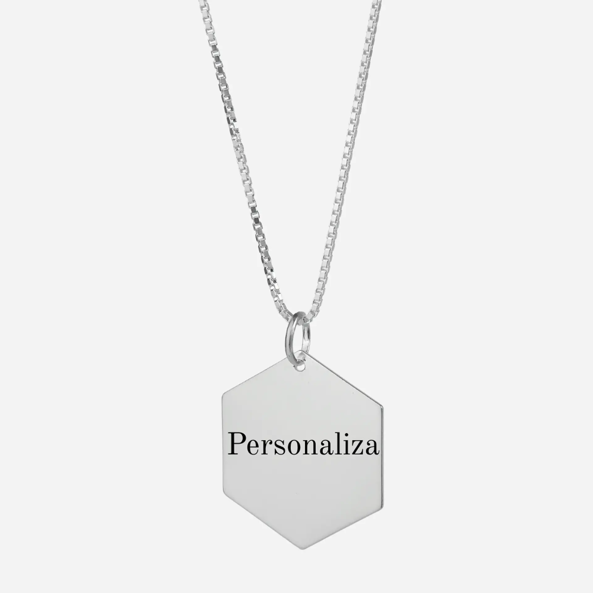 Cadena de Plata 925 & Colgante Hexagonal Personalizado 9