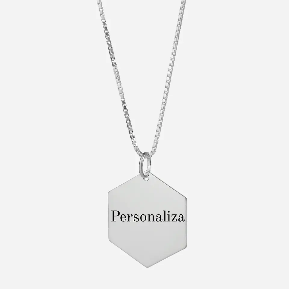 Cadena de Plata 925 & Colgante Hexagonal Personalizado 9