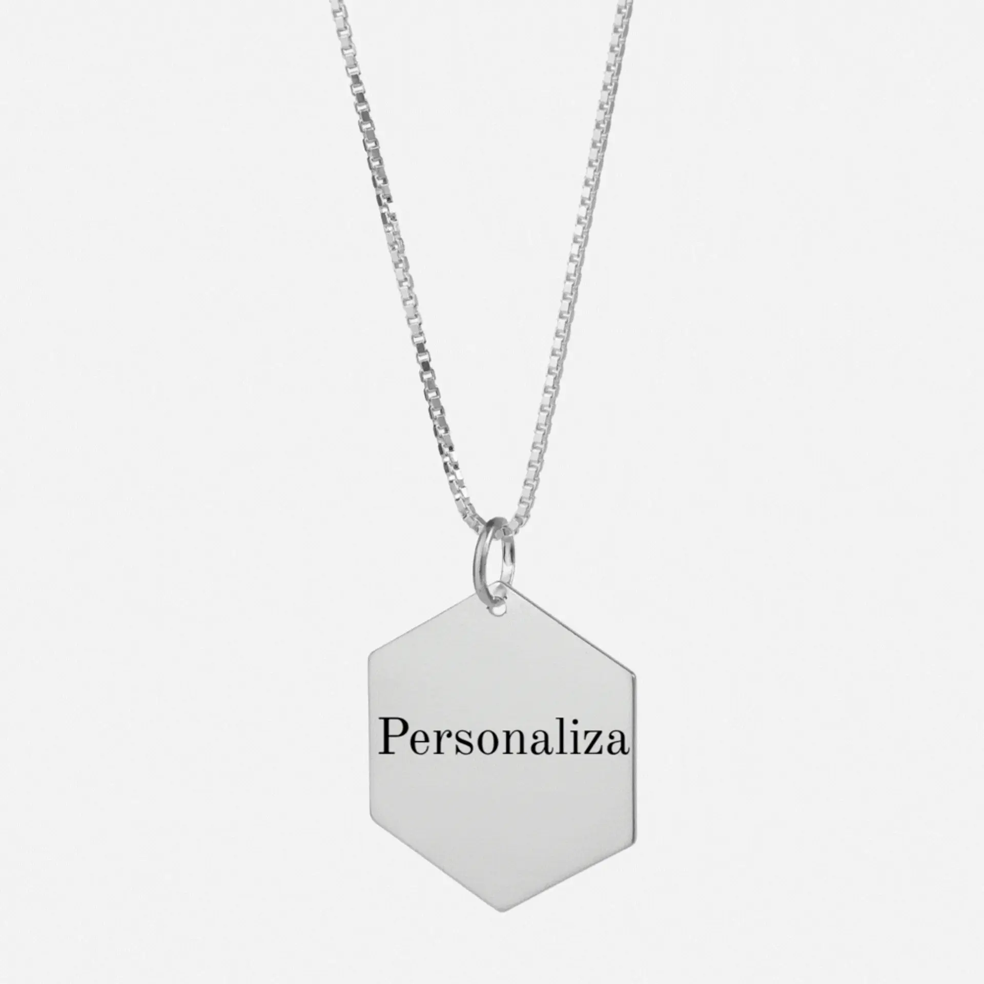 Cadena de Plata 925 & Colgante Hexagonal Personalizado 1