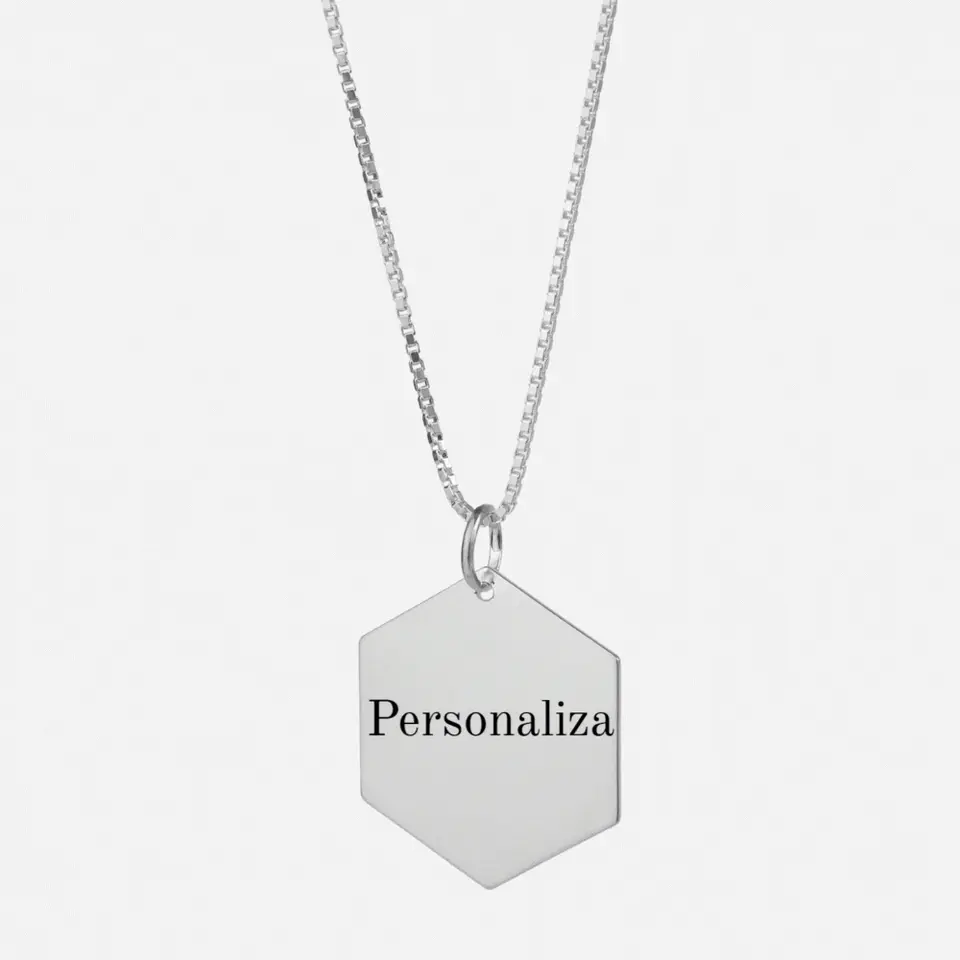 Cadena de Plata 925 & Colgante Hexagonal Personalizado 1