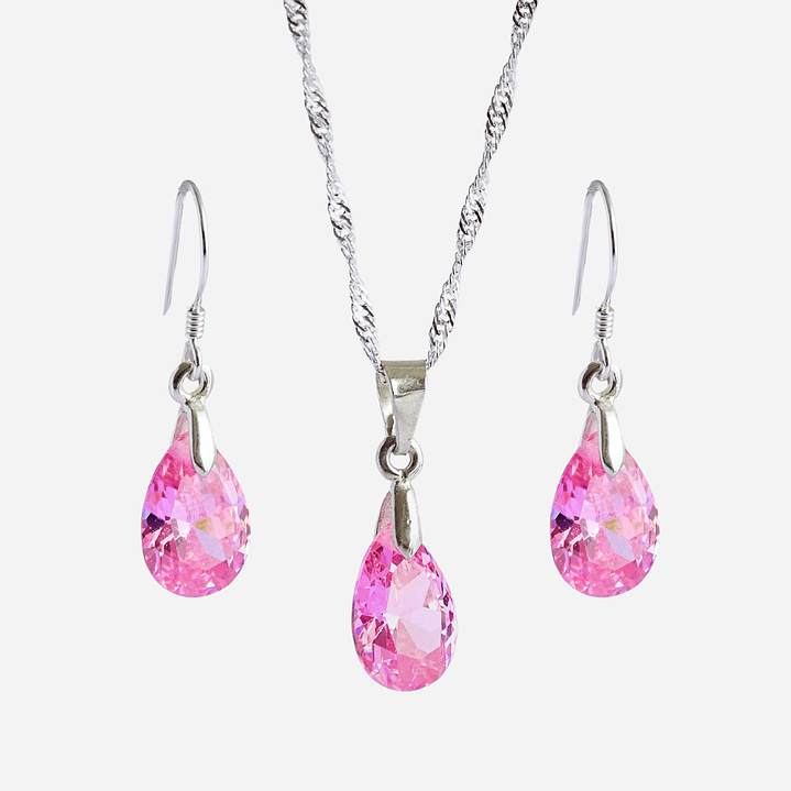 Conjunto De Plata 925 Cristales Gotas Zircon 4