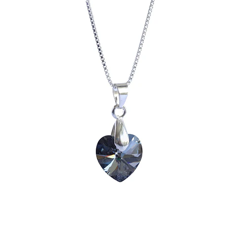 Collar De Plata Veneciana & Corazón Cristal Swarovski