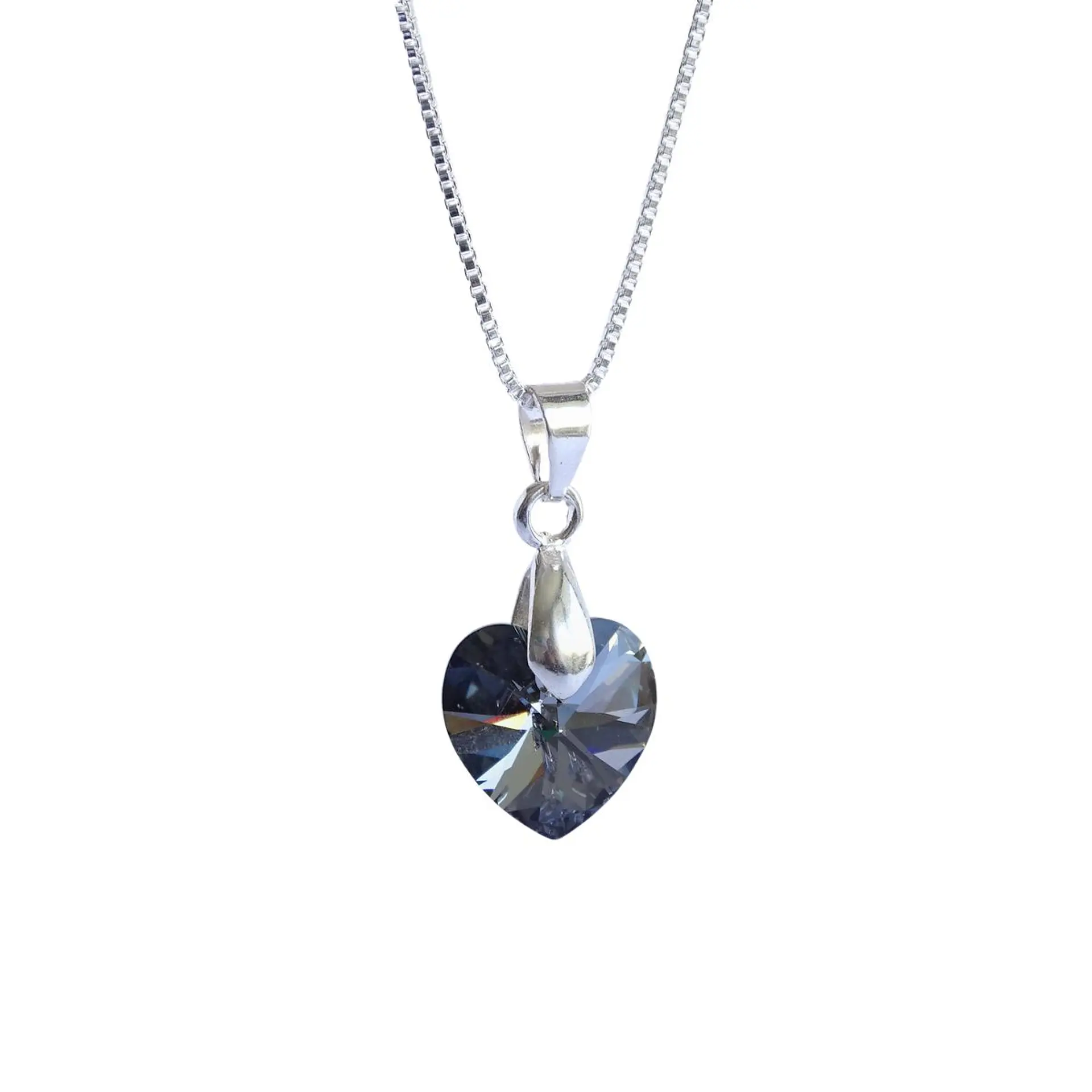 Collar De Plata Veneciana & Corazón Cristal Swarovski 2