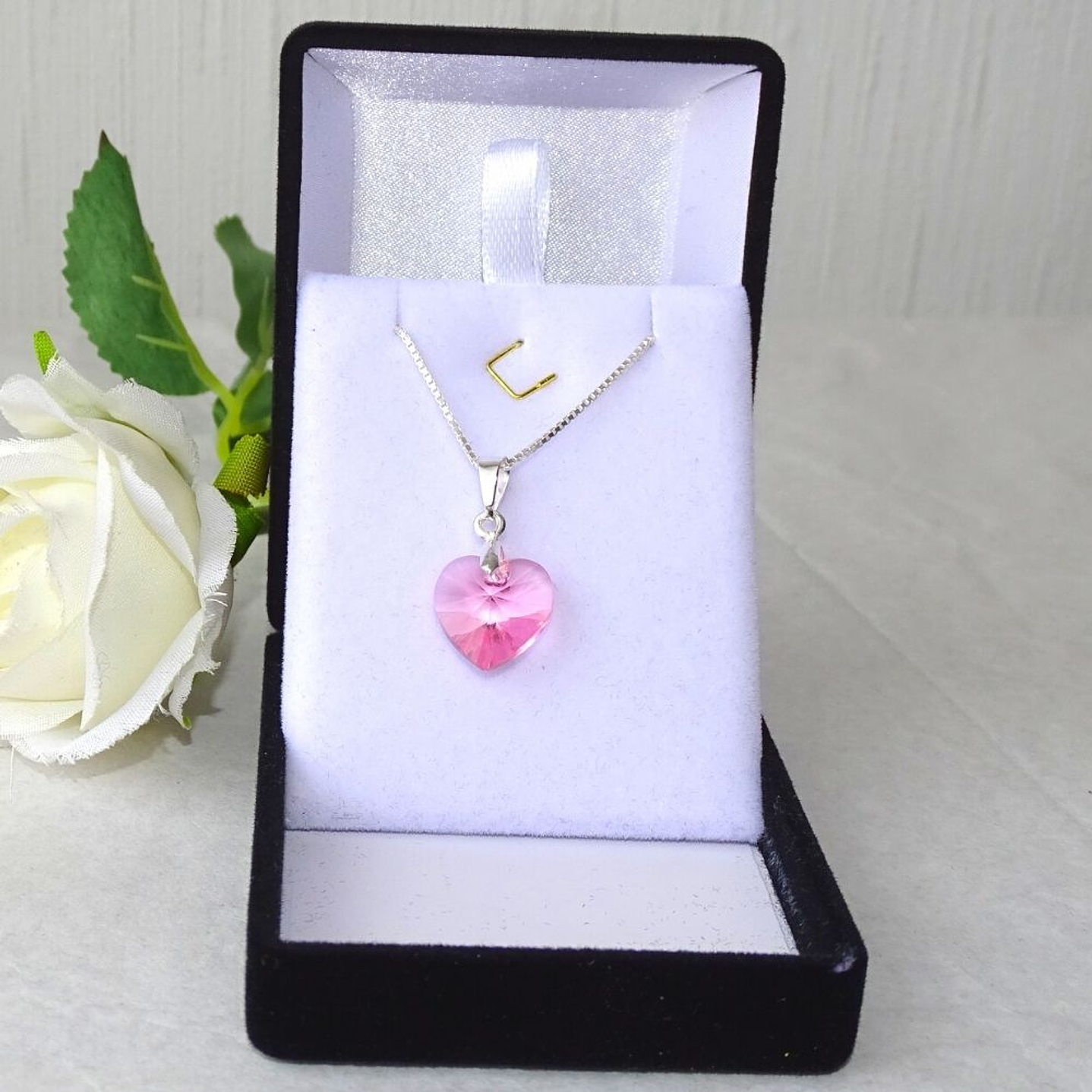 Collar De Plata Veneciana & Corazón Cristal Swarovski 3