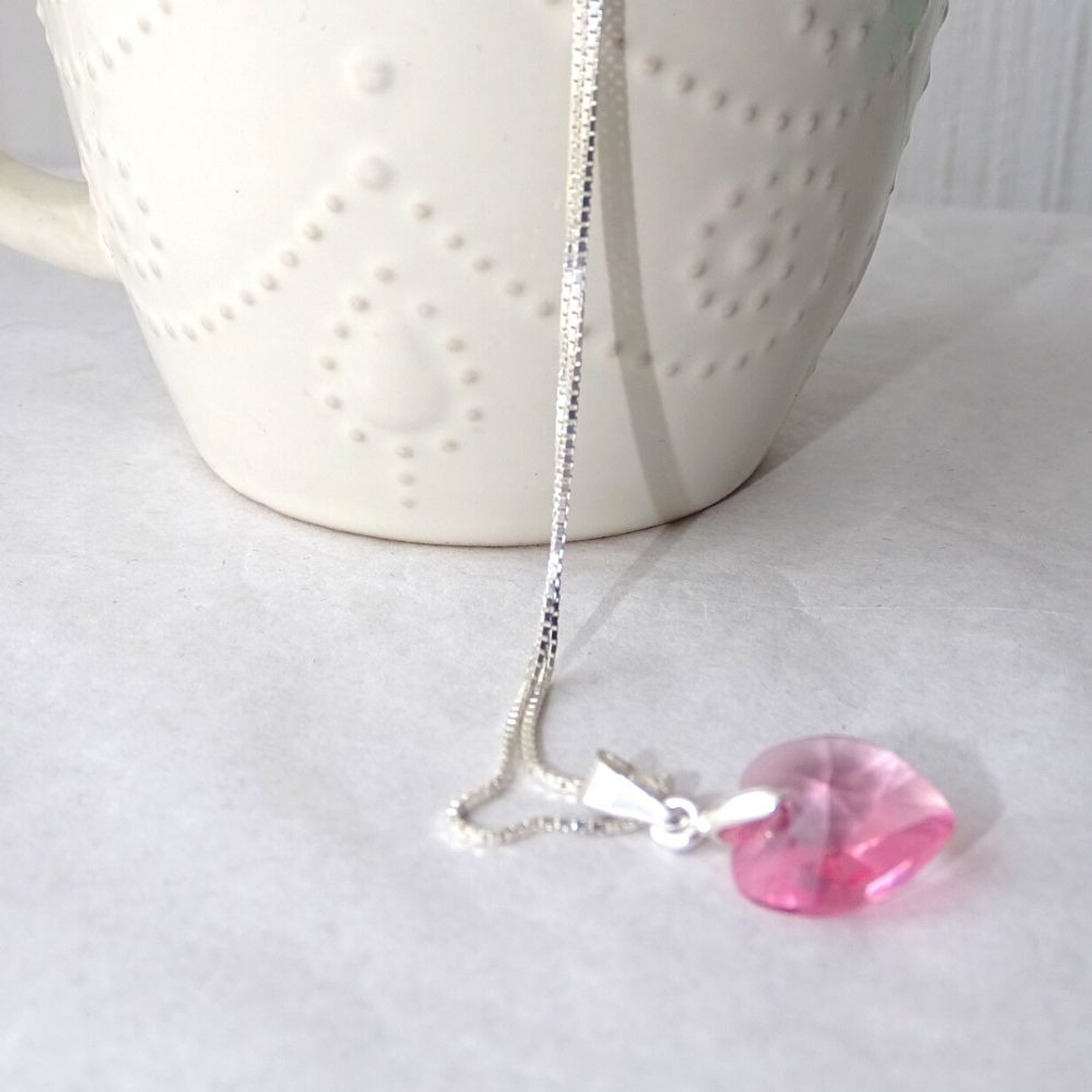 Collar De Plata Veneciana & Corazón Cristal Swarovski 4