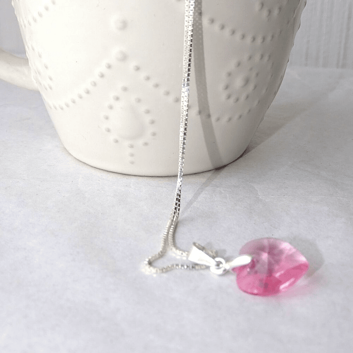 Collar De Plata Veneciana & Corazón Cristal Swarovski 4