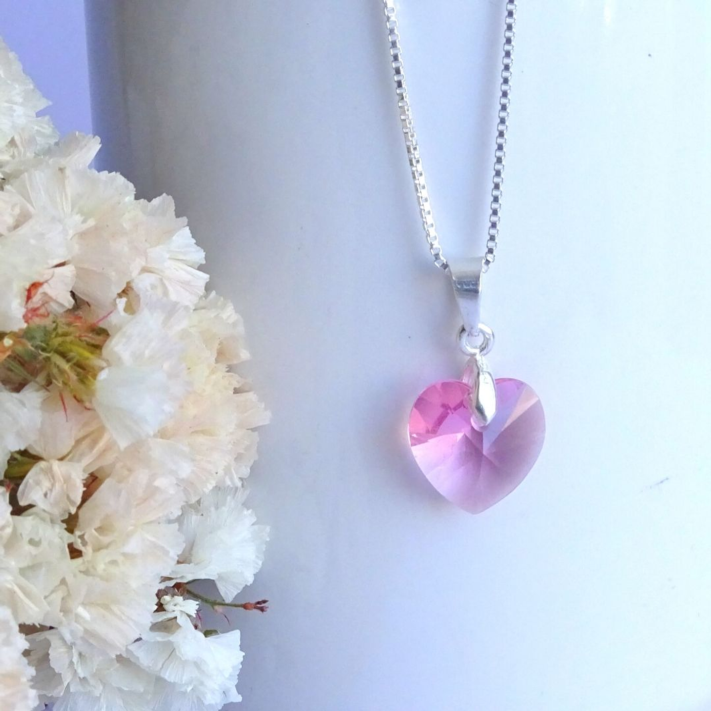 Collar De Plata Veneciana & Corazón Cristal Swarovski 5