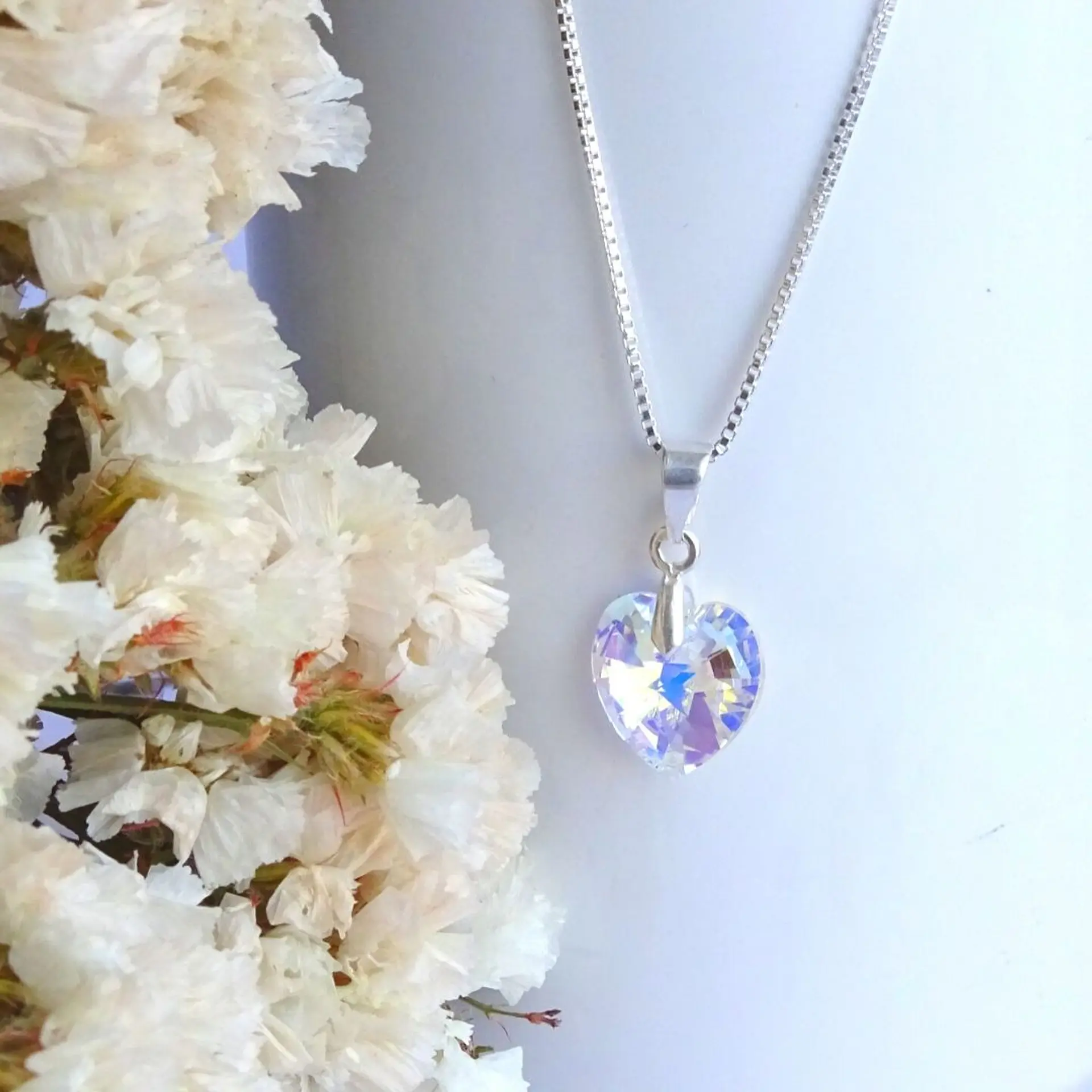 Collar De Plata Veneciana & Corazón Cristal Swarovski 9
