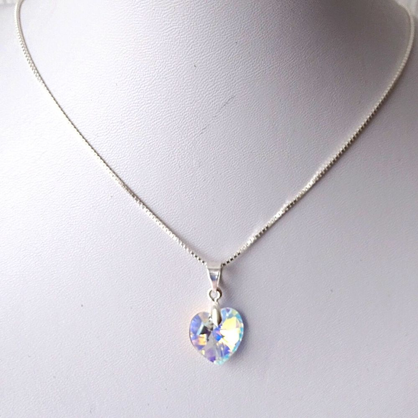 Collar De Plata Veneciana & Corazón Cristal Swarovski 10