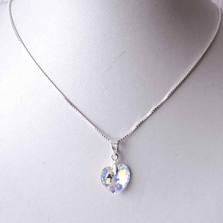 Collar De Plata Veneciana & Corazón Cristal Swarovski 10