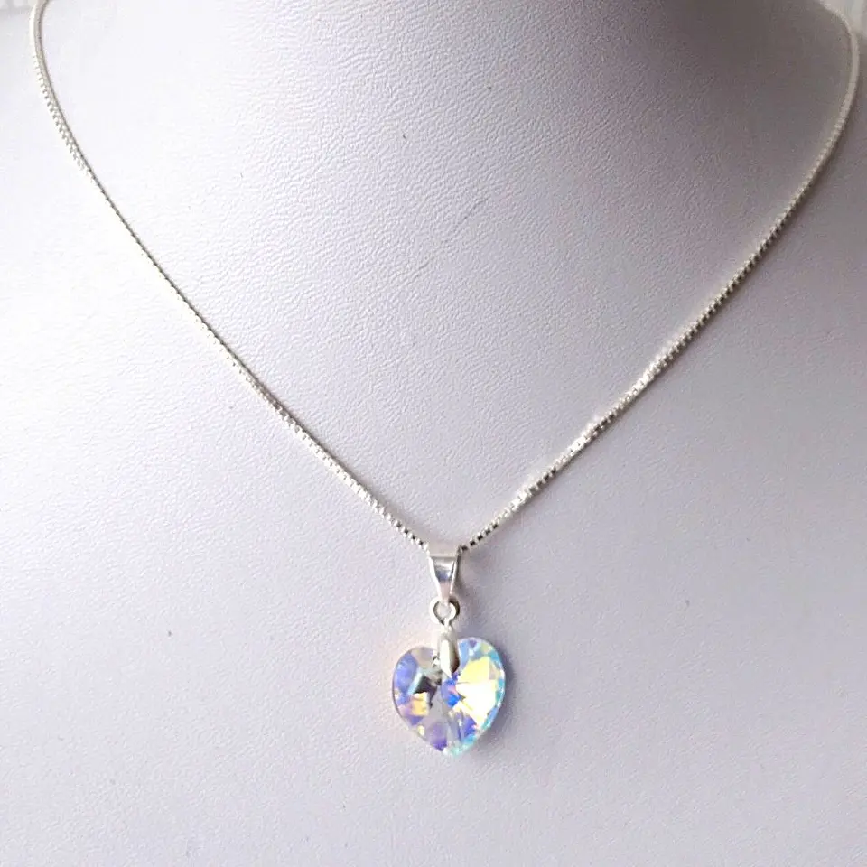 Collar De Plata Veneciana & Corazón Cristal Swarovski 10