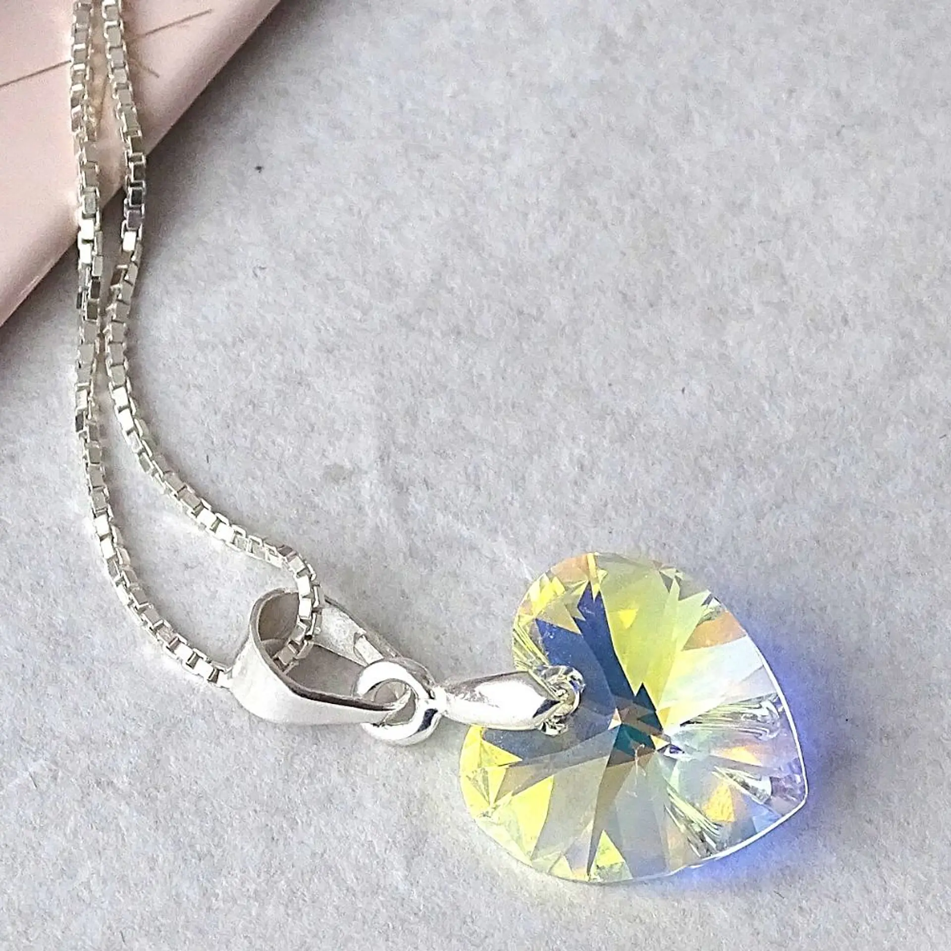 Collar De Plata Veneciana & Corazón Cristal Swarovski 8