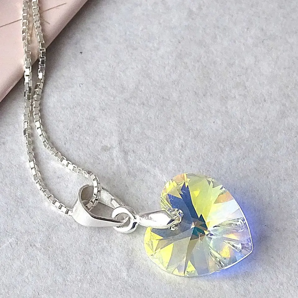 Collar De Plata Veneciana & Corazón Cristal Swarovski 8