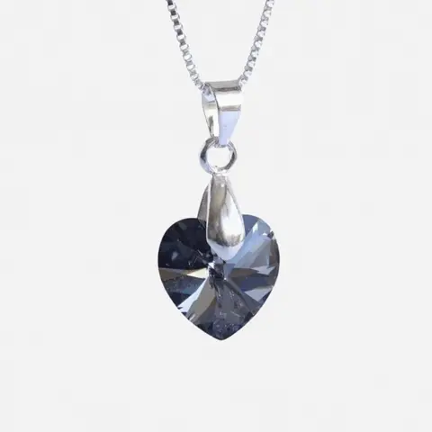 Collar De Plata Veneciana & Corazón Cristal Swarovski