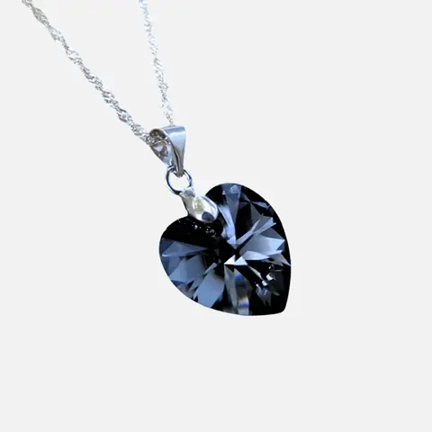 Collar De Plata Singapur & Corazón Cristal Swarovski