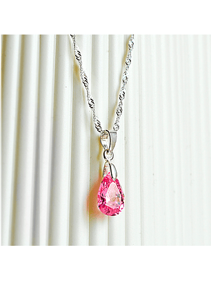 Cadena De Plata Singapur & Gota de Zircón 