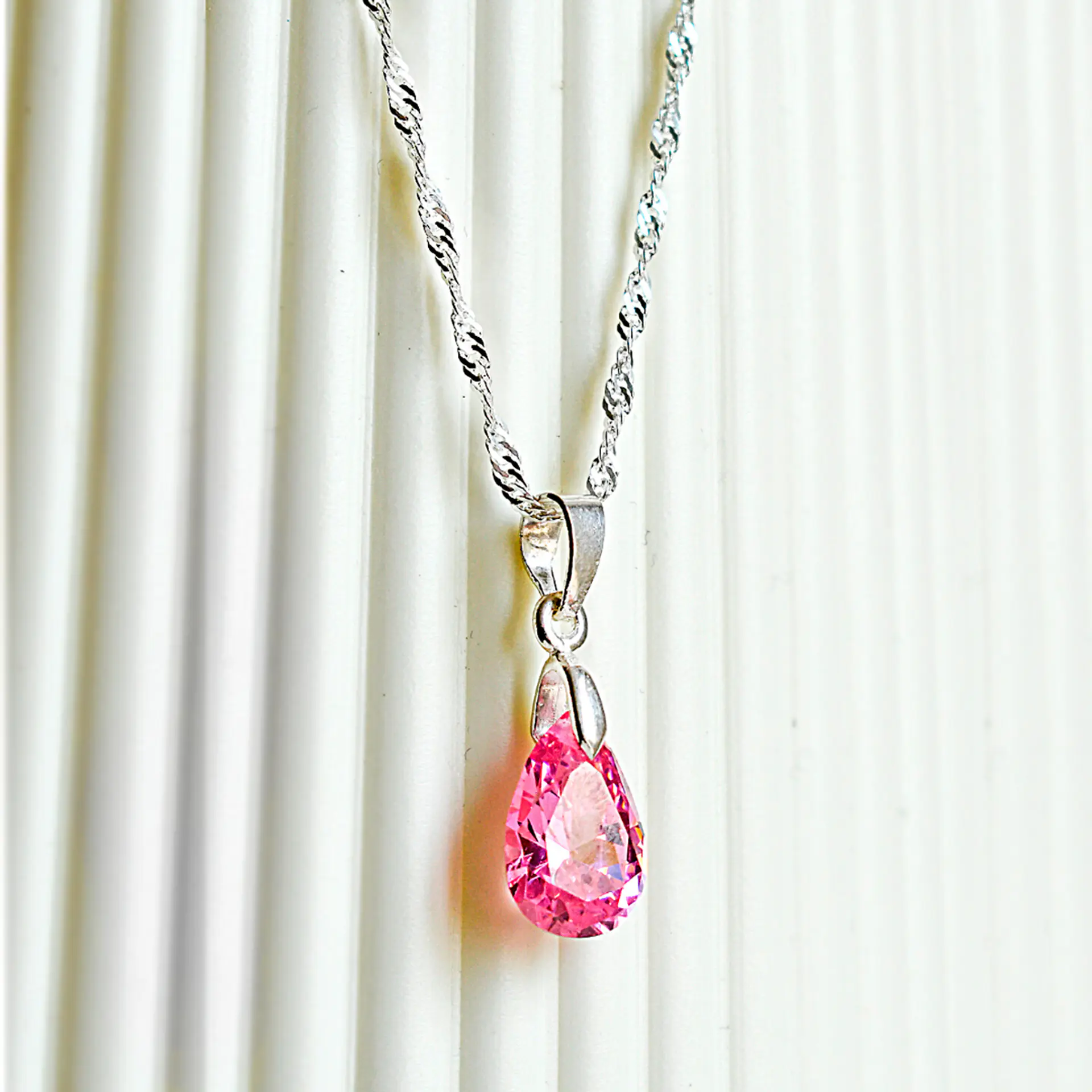 Cadena De Plata Singapur & Gota de Zircón  2