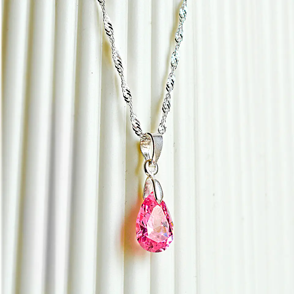 Cadena De Plata Singapur & Gota de Zircón  2